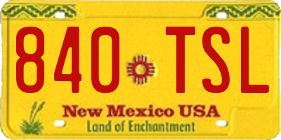 NM license plate 840TSL