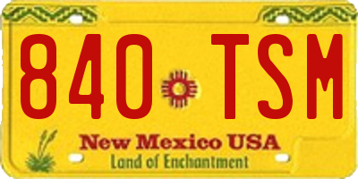 NM license plate 840TSM
