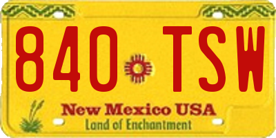 NM license plate 840TSW
