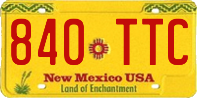 NM license plate 840TTC