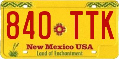 NM license plate 840TTK