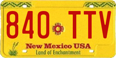 NM license plate 840TTV