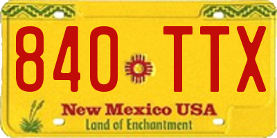 NM license plate 840TTX