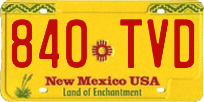 NM license plate 840TVD