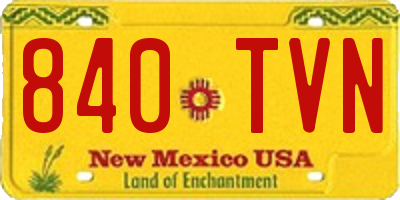 NM license plate 840TVN