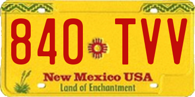 NM license plate 840TVV