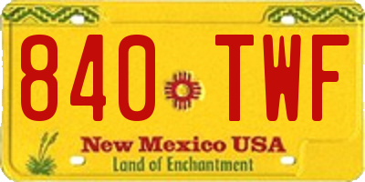 NM license plate 840TWF