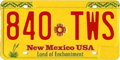 NM license plate 840TWS