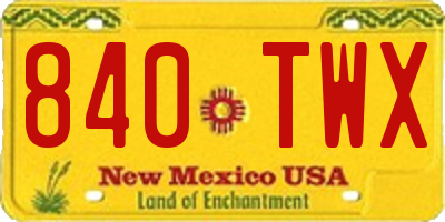 NM license plate 840TWX