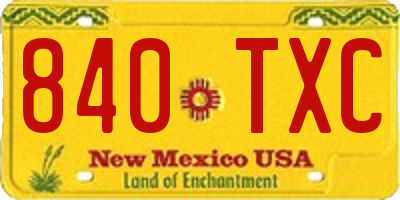 NM license plate 840TXC
