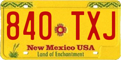 NM license plate 840TXJ