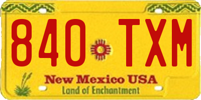 NM license plate 840TXM