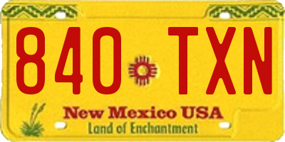 NM license plate 840TXN