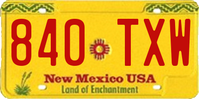 NM license plate 840TXW