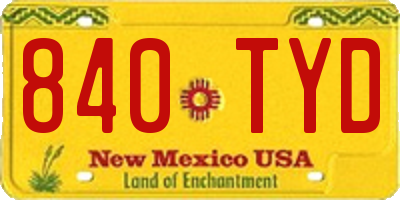 NM license plate 840TYD