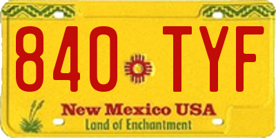 NM license plate 840TYF