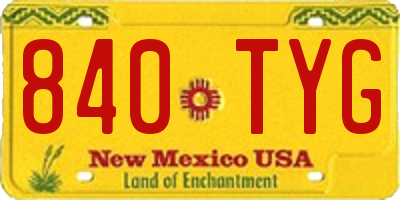 NM license plate 840TYG