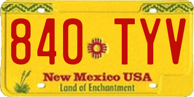 NM license plate 840TYV