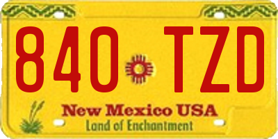 NM license plate 840TZD