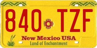 NM license plate 840TZF