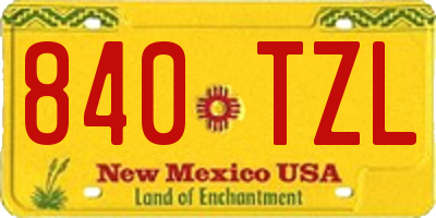 NM license plate 840TZL