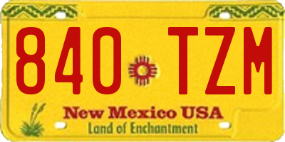 NM license plate 840TZM