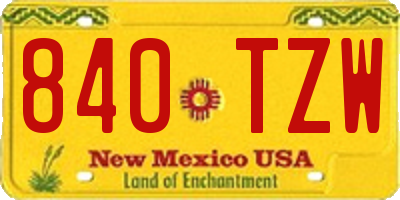 NM license plate 840TZW