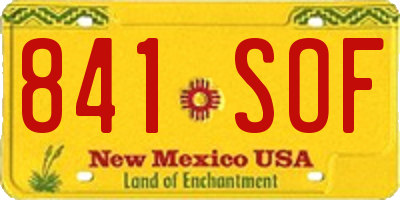 NM license plate 841SOF