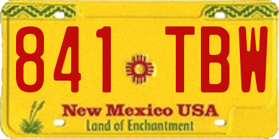 NM license plate 841TBW