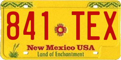 NM license plate 841TEX
