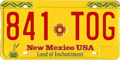 NM license plate 841TOG
