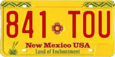 NM license plate 841TOU