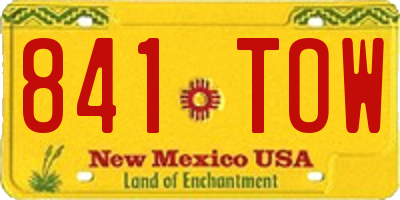 NM license plate 841TOW