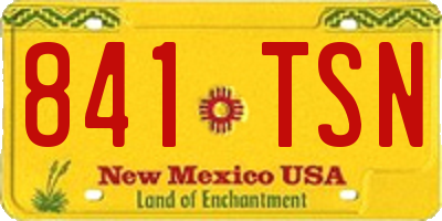 NM license plate 841TSN