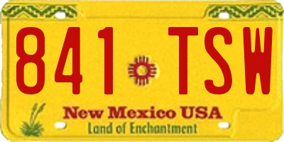 NM license plate 841TSW