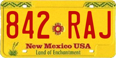 NM license plate 842RAJ