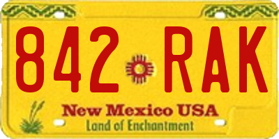 NM license plate 842RAK
