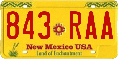 NM license plate 843RAA