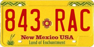 NM license plate 843RAC