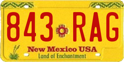 NM license plate 843RAG