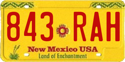 NM license plate 843RAH