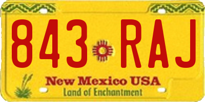 NM license plate 843RAJ