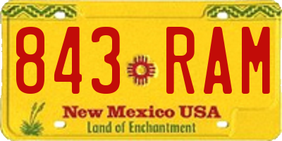 NM license plate 843RAM