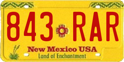 NM license plate 843RAR