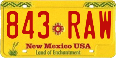 NM license plate 843RAW