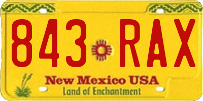 NM license plate 843RAX