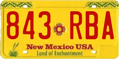 NM license plate 843RBA
