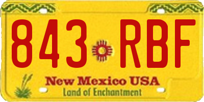 NM license plate 843RBF