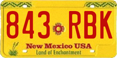 NM license plate 843RBK