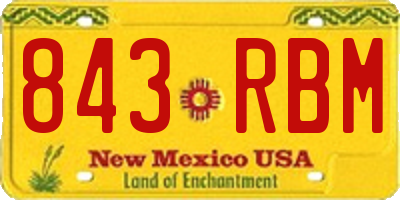 NM license plate 843RBM